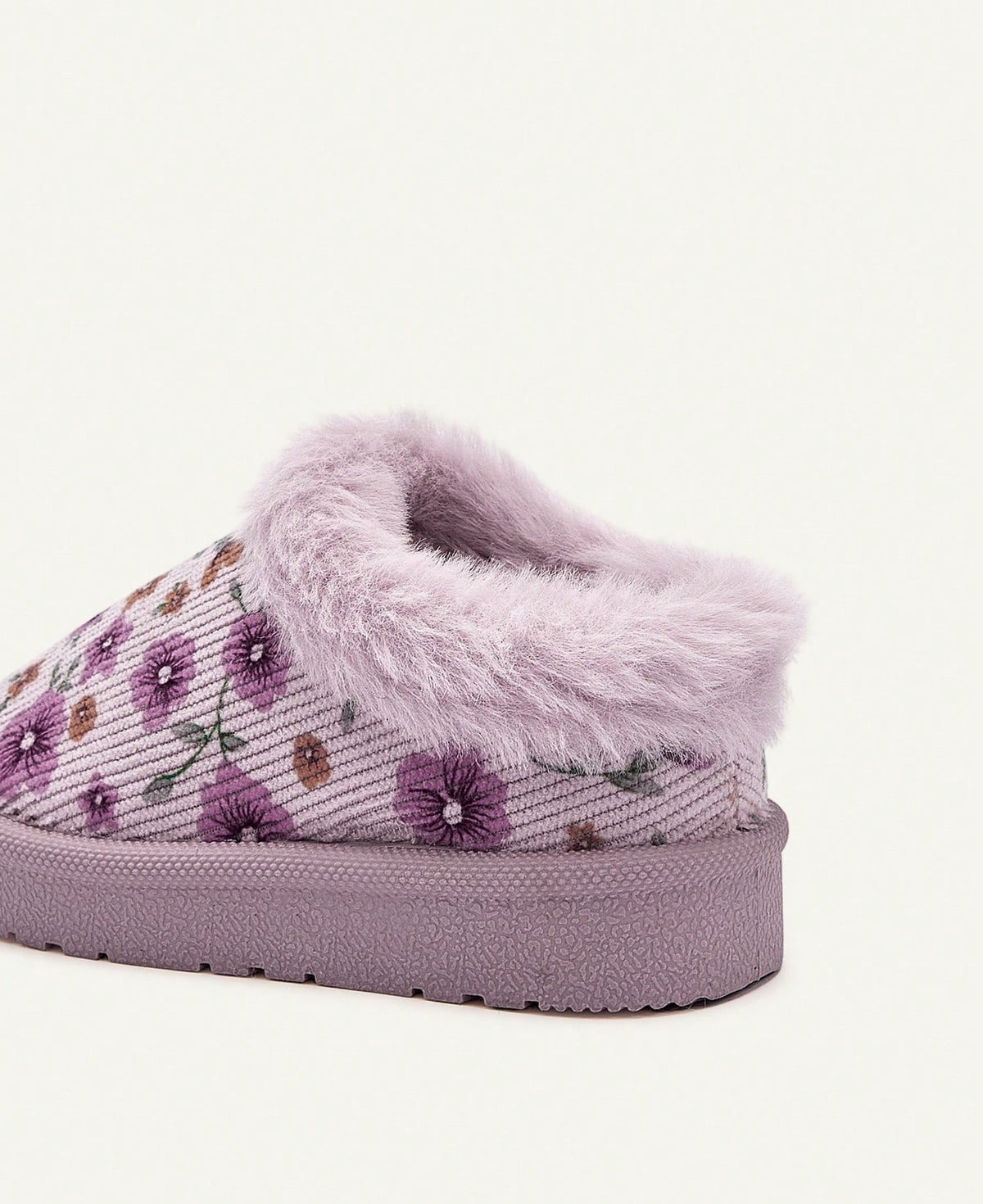 Floral slippers for girls with a plush collar, plush lining and a firm sole with tread - view 6