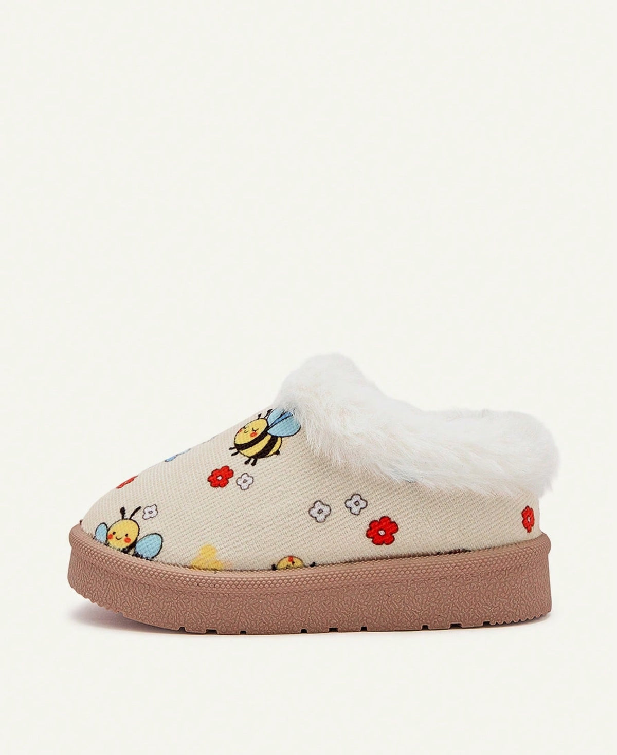 Slippers for girls with a thick plush collar, plush lining and a firm sole with tread - view 14