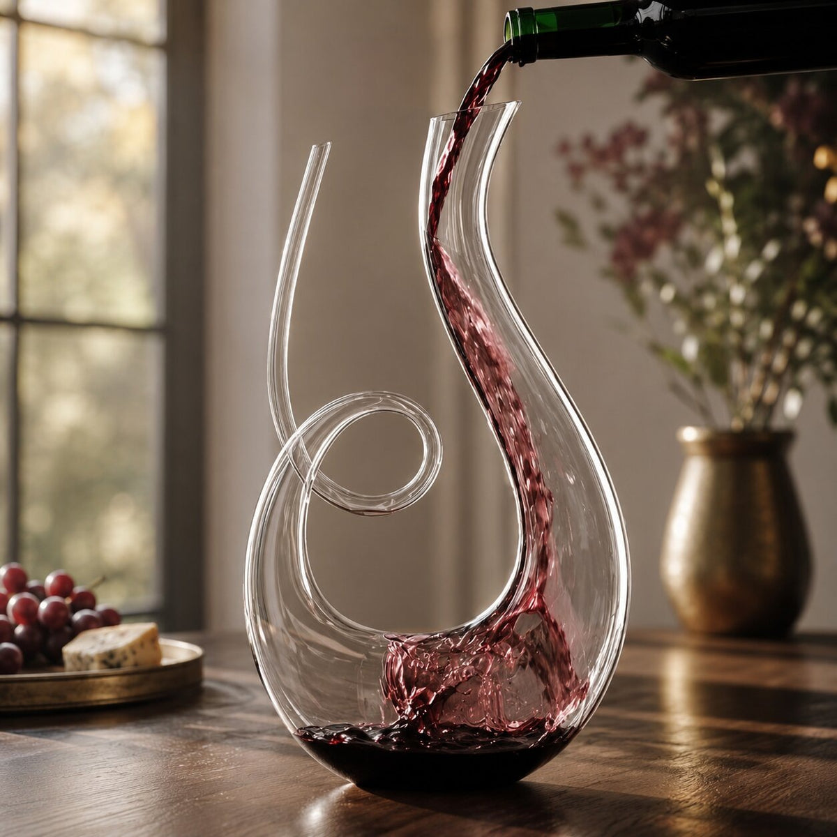 1.5 litre glass wine decanter with a swirl and a long spout - view 3