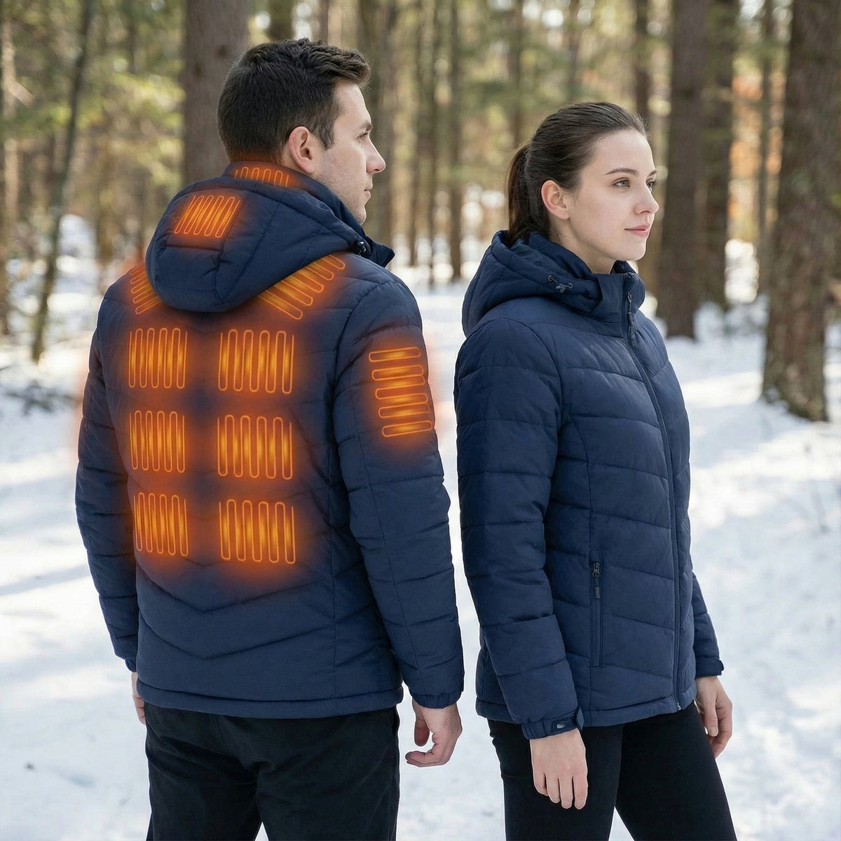 Heated puffer jacket with a hood for men and women - view 2