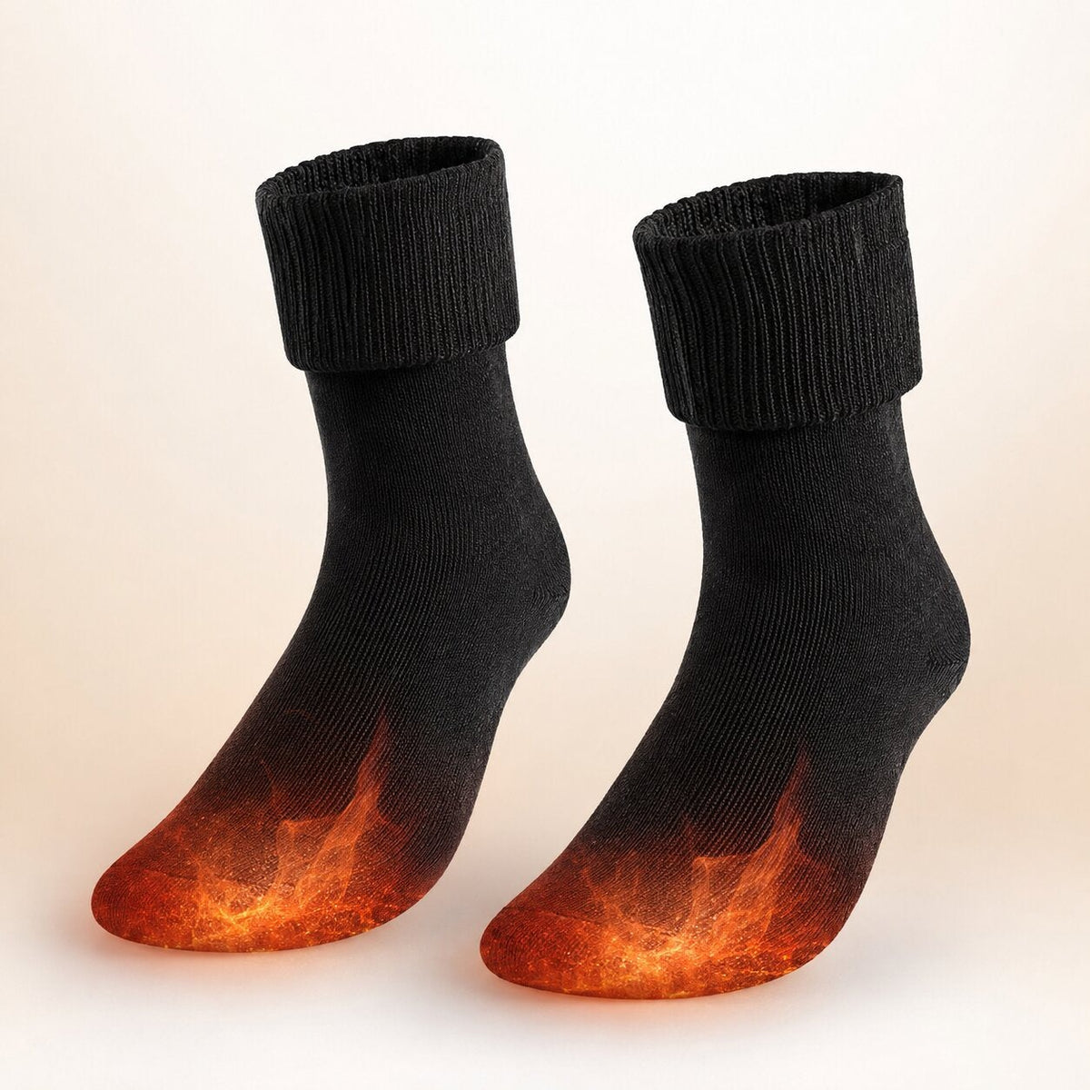 Heated socks in knitted cotton, rechargeable via USB