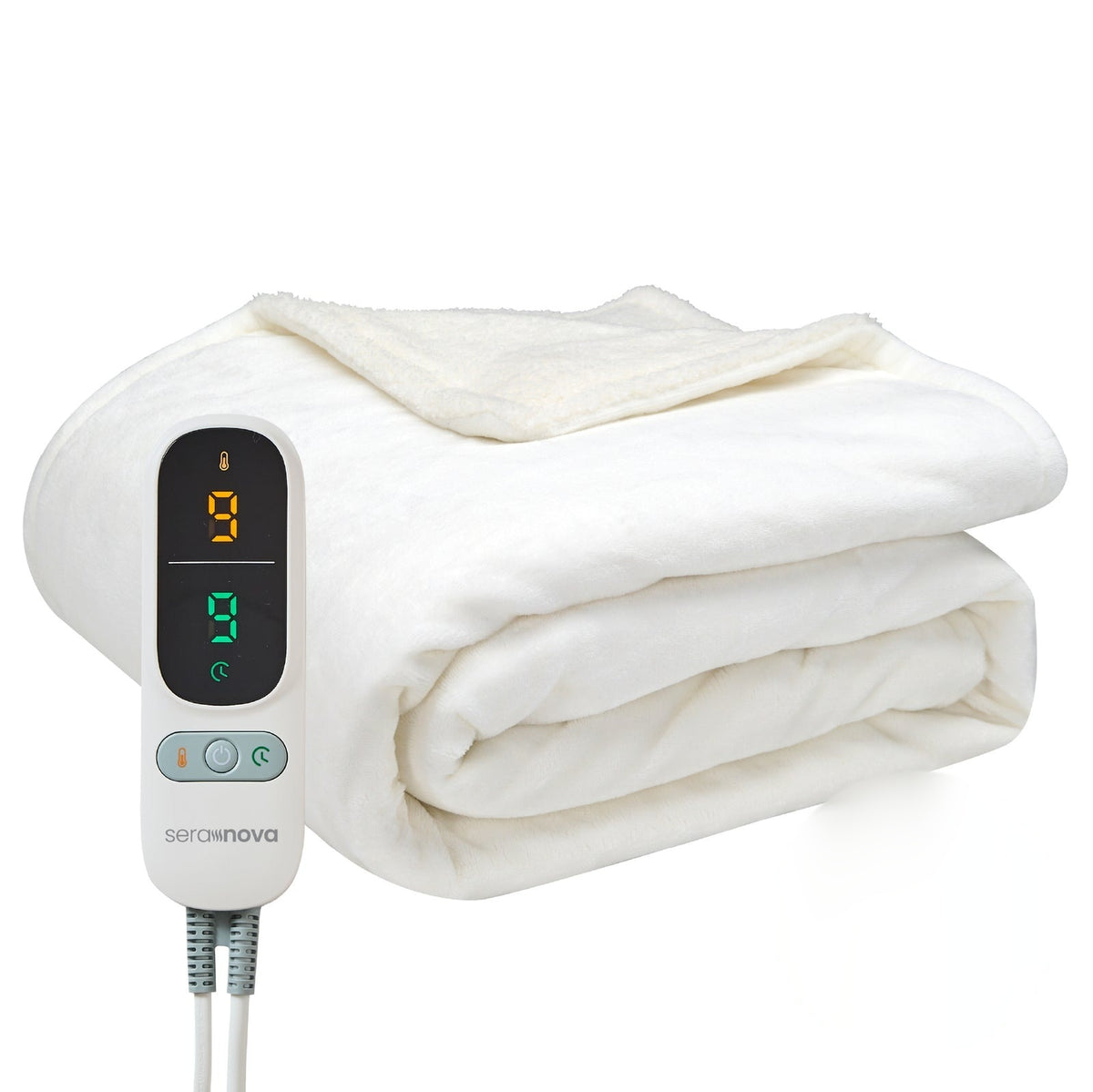 Electric heated throw 180 x 160 cm with extra heating wires and a display controller - off white