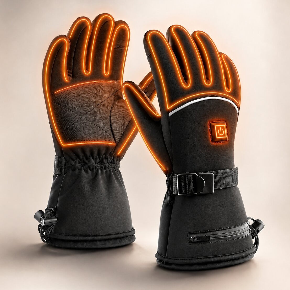 Heated winter gloves with a button for 3 heat settings - view 5