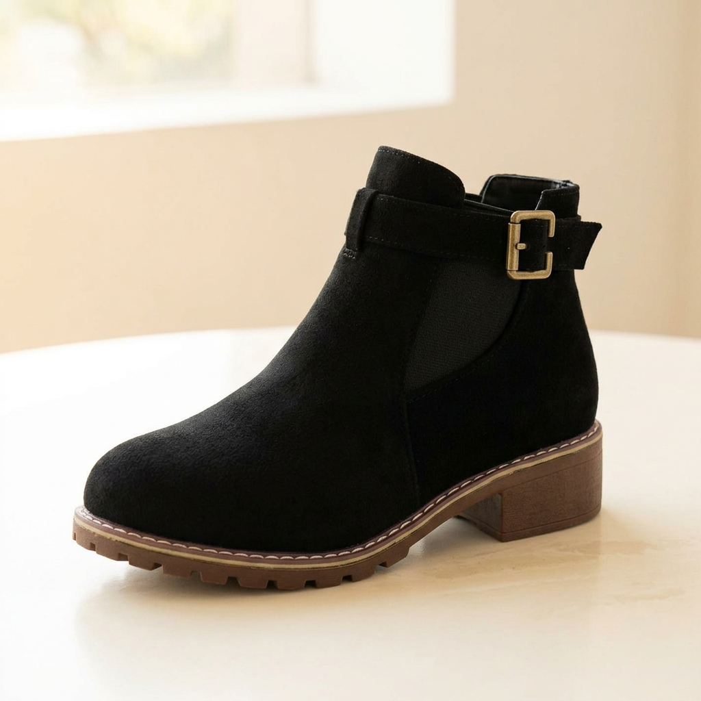 Women's slip-on suede-look ankle boots - detail