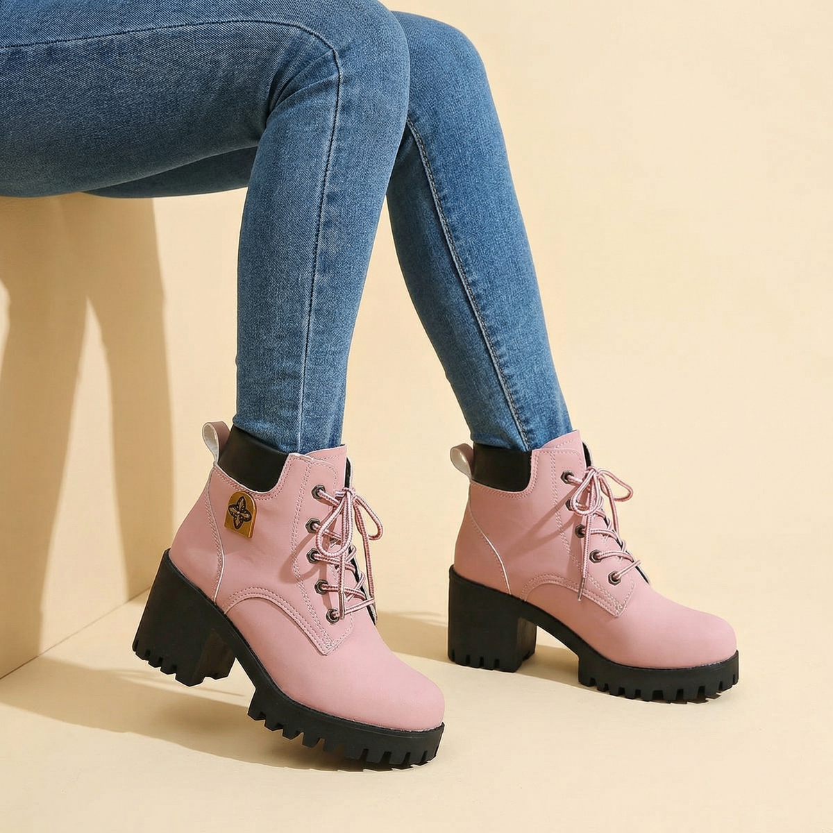 Women's chunky platform lace-up boots