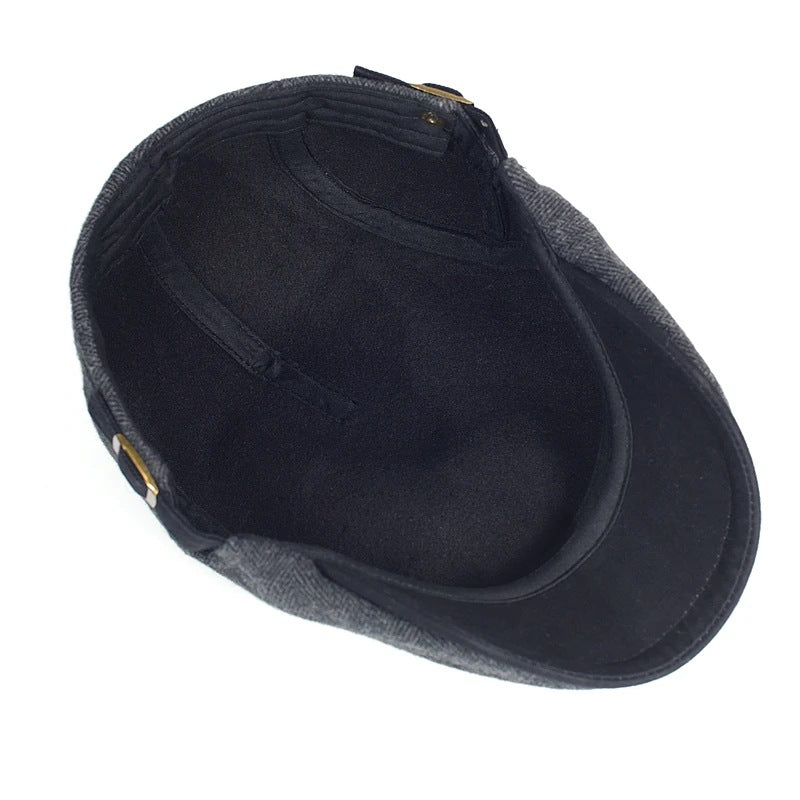 Herringbone flat cap with an adjustable back strap - view 5