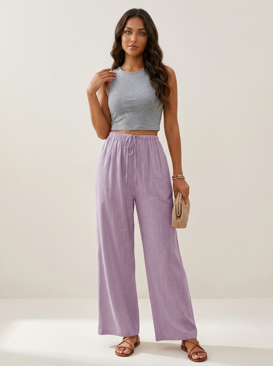 Wide Leg Trousers with Drawstring — view 14