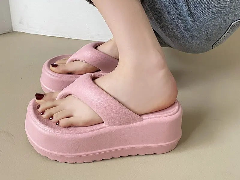 High platform flip flops in EVA with a thick toe-post strap - view 2