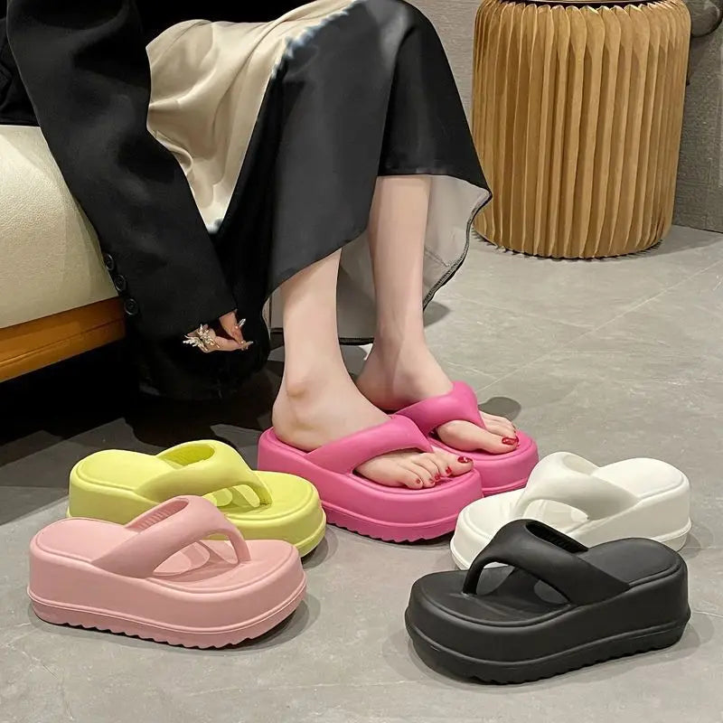 High platform flip flops in EVA with a thick toe-post strap - view 4