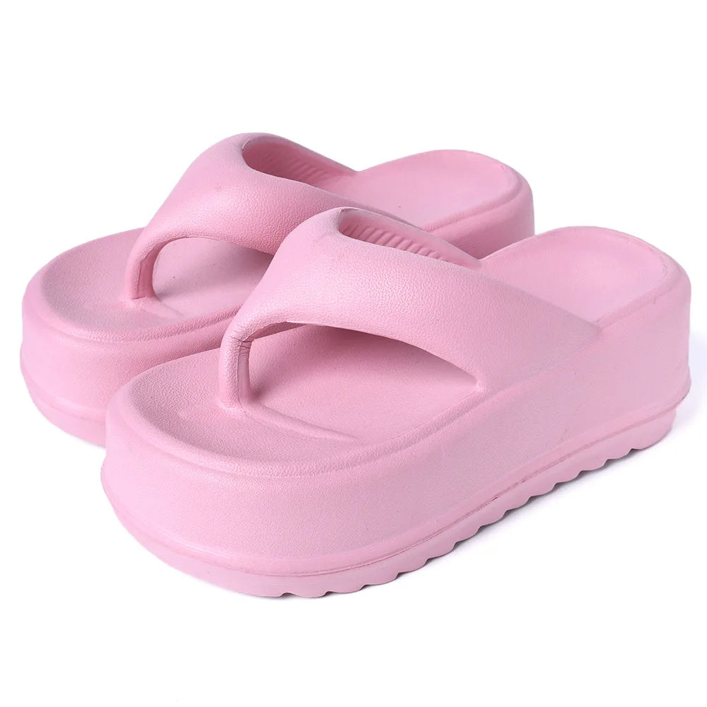 High platform flip flops in EVA with a thick toe-post strap - pink