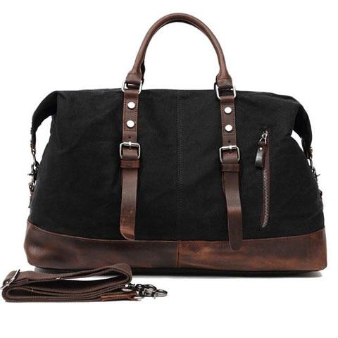 Leather Travel Bag in Black