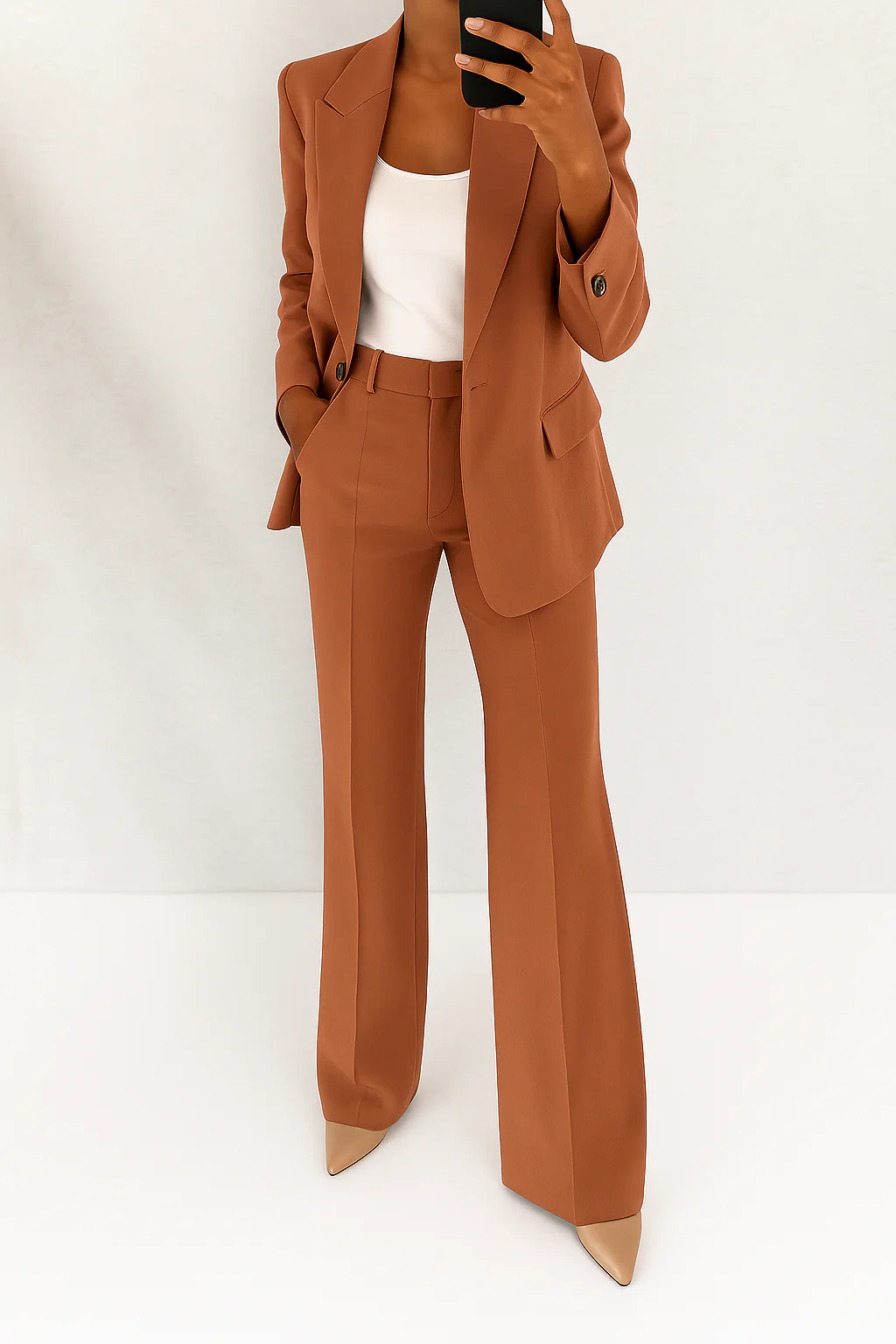 Women's Two-Piece Set - Two-Piece Women’s Suit in Beige