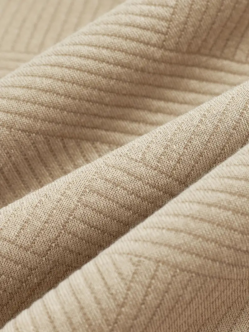 Zip-neck sweatshirt showing the point collar and short zip