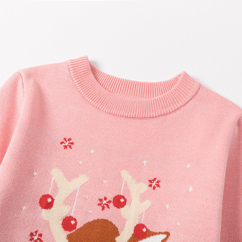 Kids' knitted Christmas jumper with a festive motif on the front