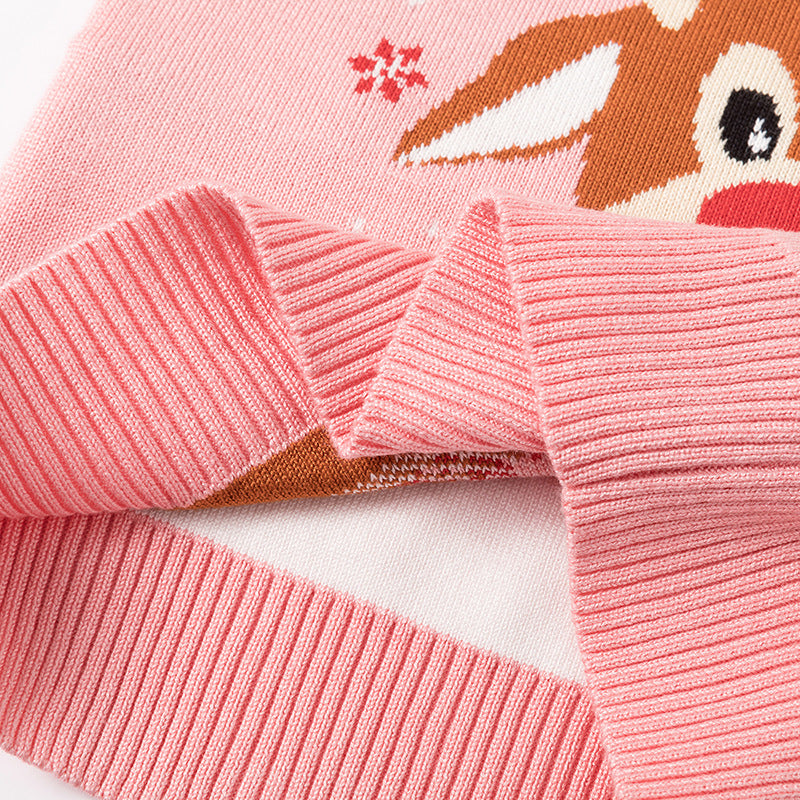 Kids' knitted Christmas jumper with a festive motif on the front