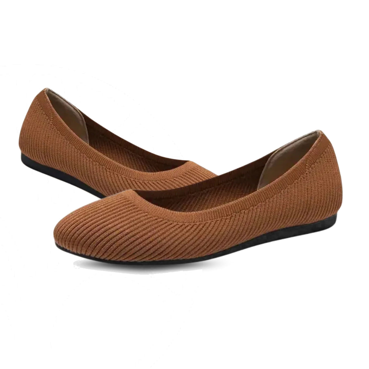 Women's knitted ballet flats with a round toe