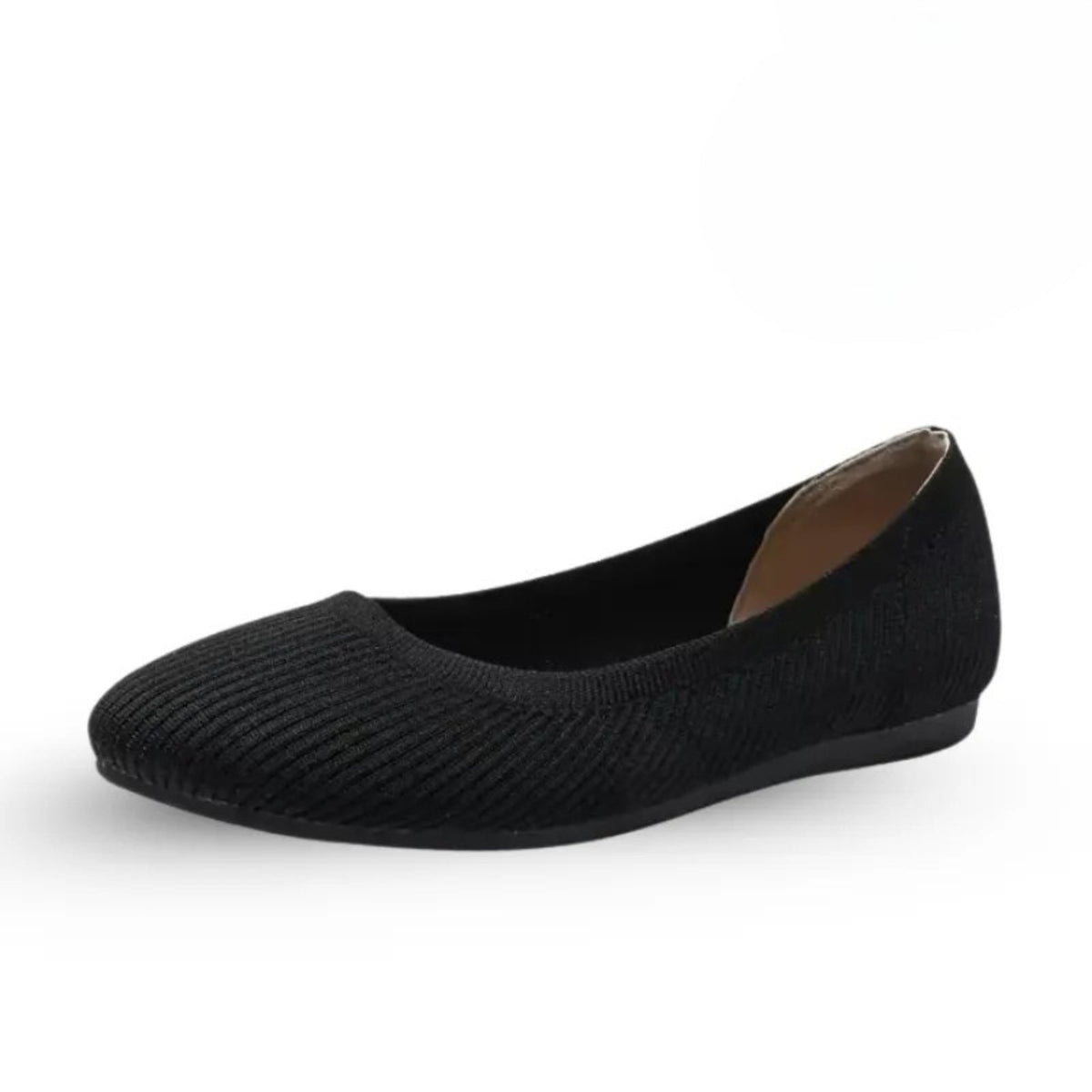 Women's knitted ballet flats with a round toe