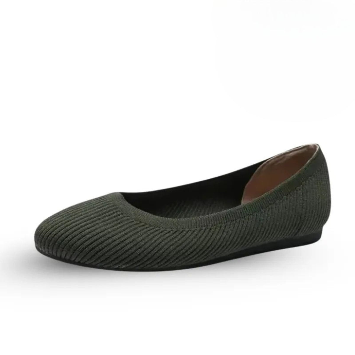 Women's knitted ballet flats with a round toe