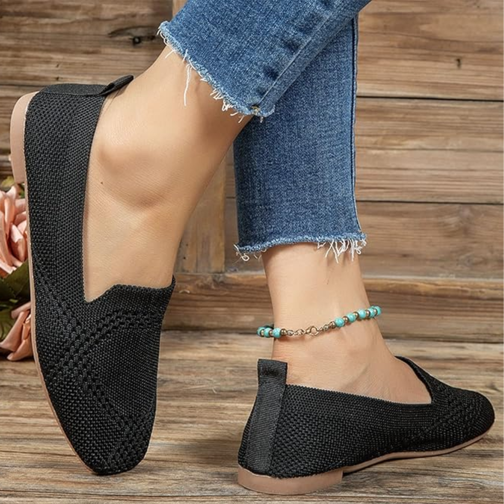 Women's knitted square-toe loafers