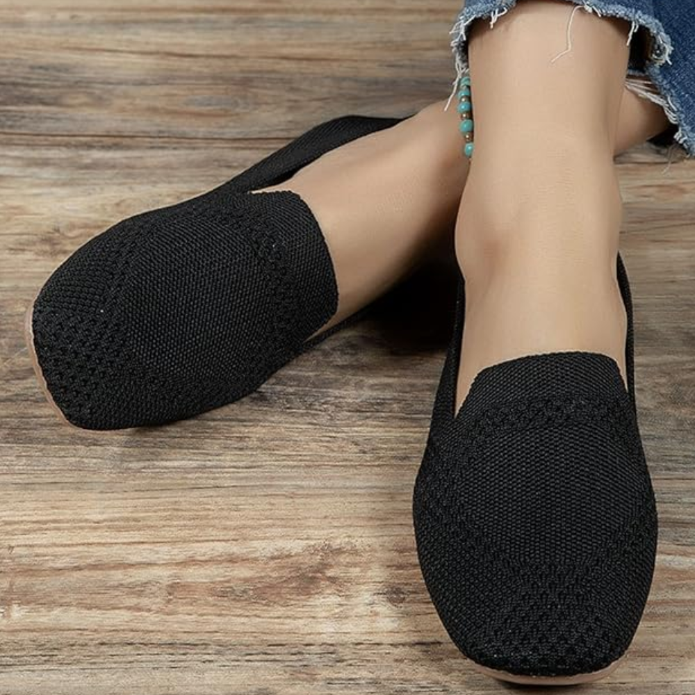 Women's knitted square-toe loafers