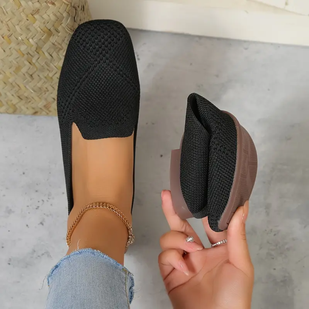 Women's knitted square-toe loafers