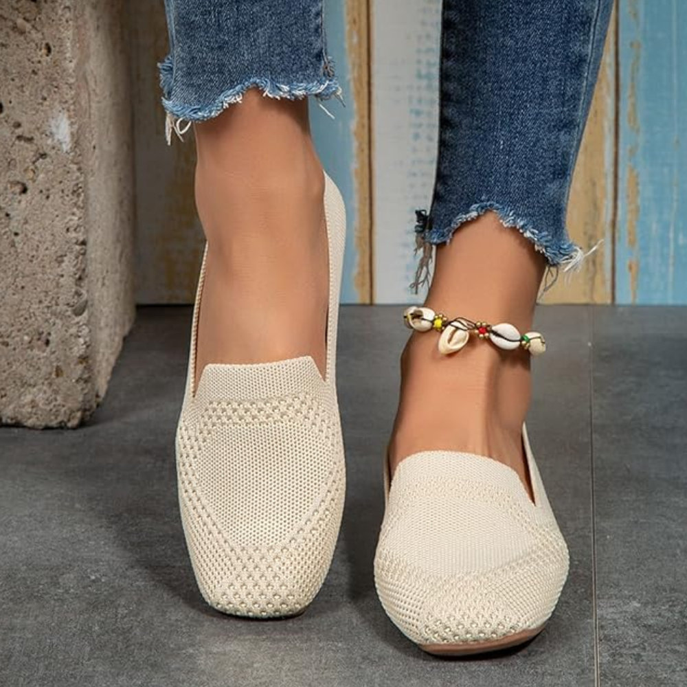 Women's knitted square-toe loafers