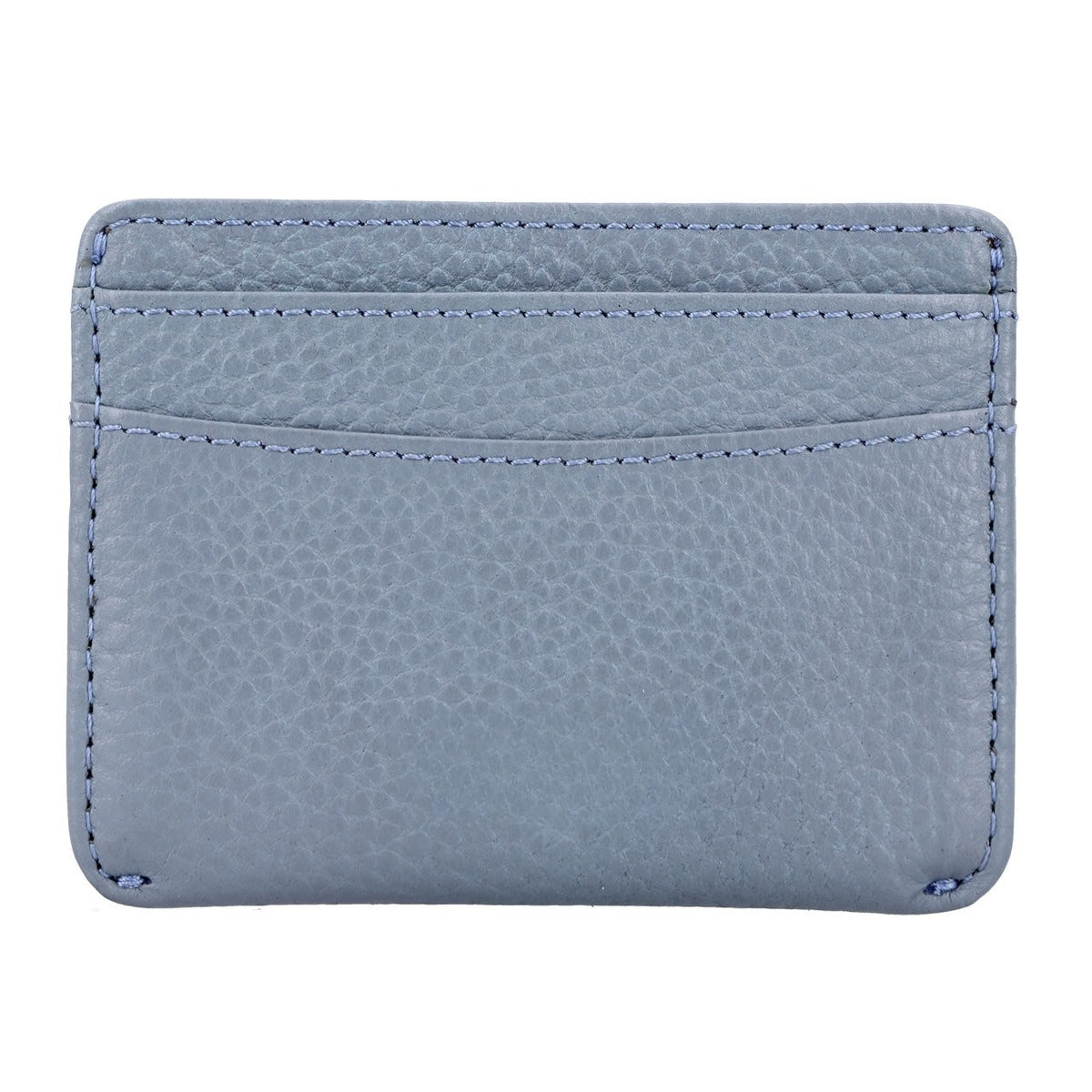 Leather Card Holder in Light Blue – front, full-grain leather