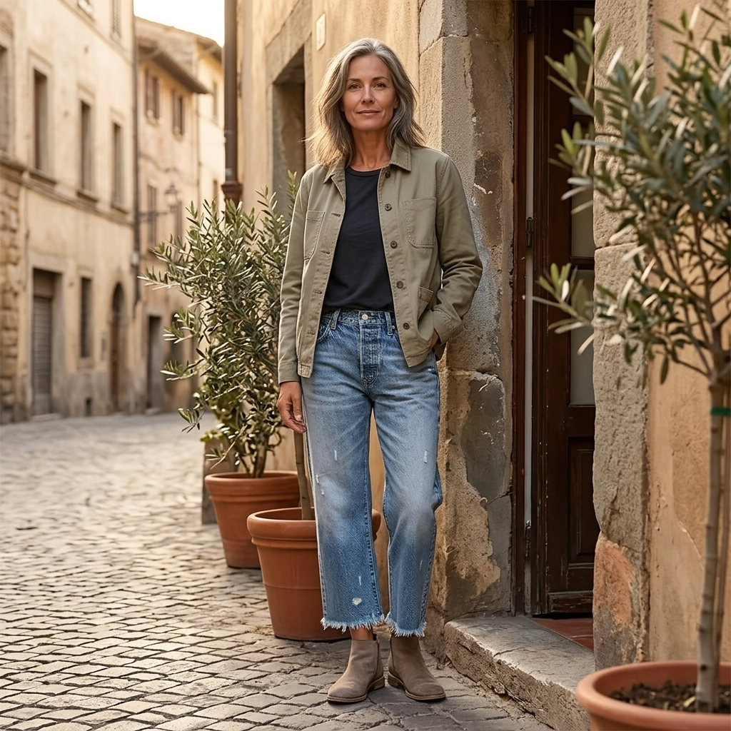 Women's cropped straight leg jeans - detail