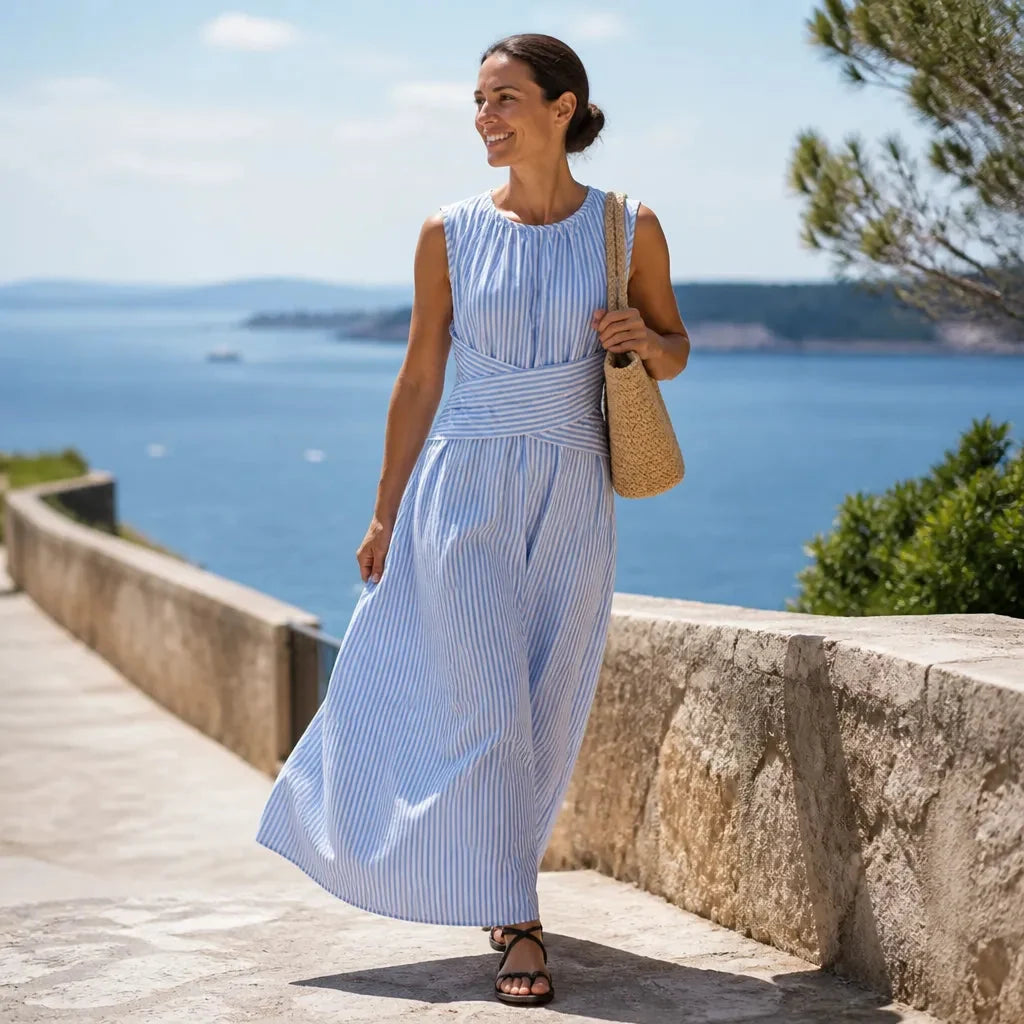 Women's striped maxi dress - detail