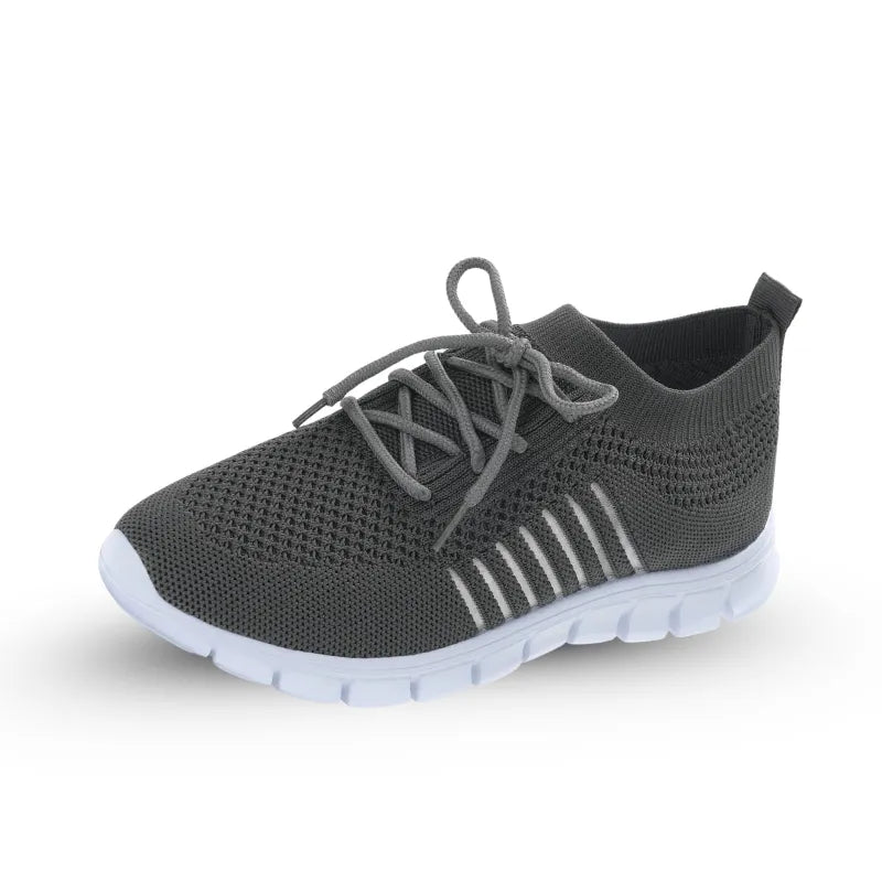Women's lightweight ergonomic knit trainers with a flexible white sole