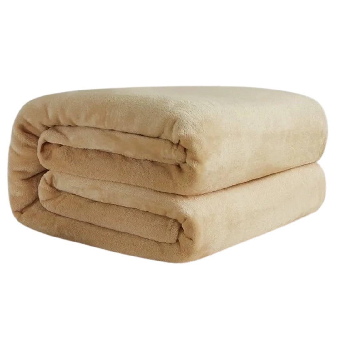 Lightweight fleece blanket of 150 x 200 cm, folded - beige