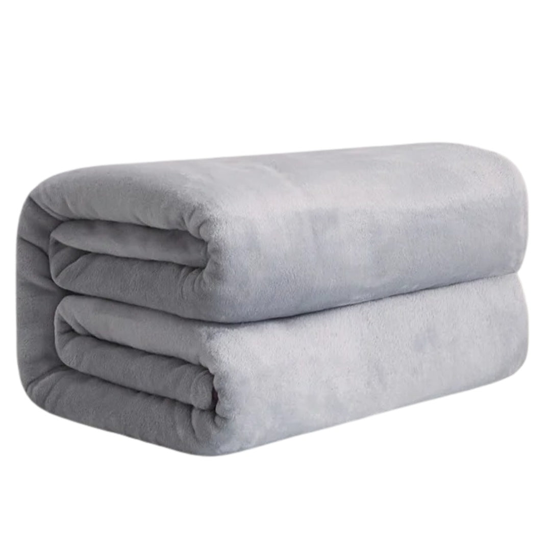 Lightweight fleece blanket of 150 x 200 cm, folded - light grey