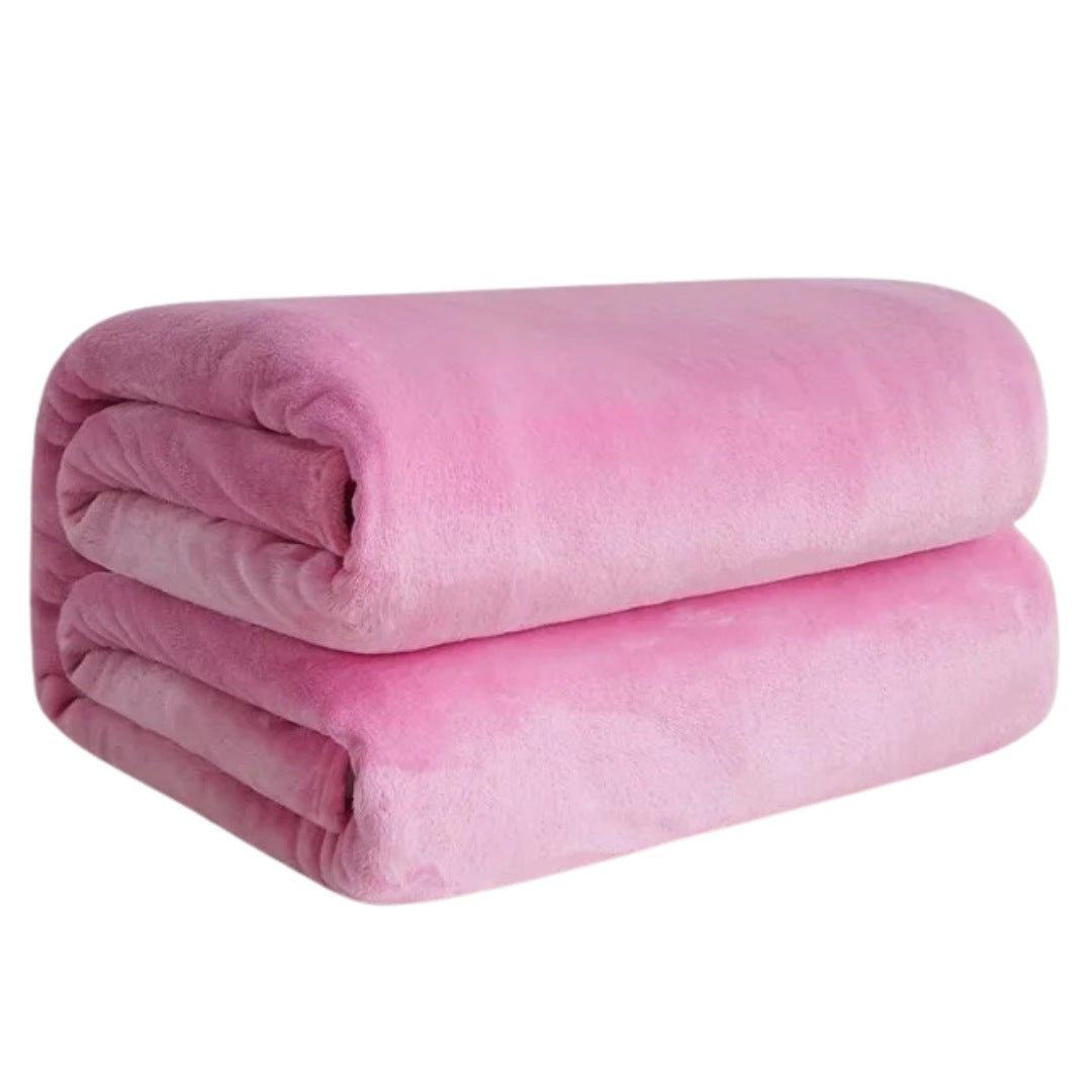 Lightweight fleece blanket of 150 x 200 cm, folded - pink