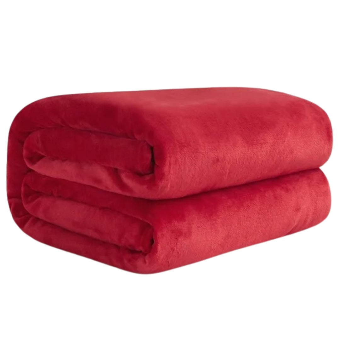 Lightweight fleece blanket of 150 x 200 cm, folded - red