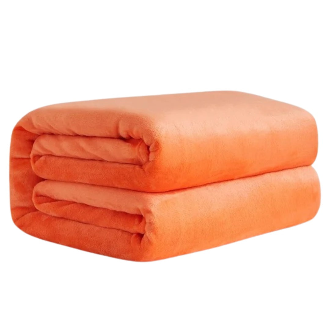 Lightweight fleece blanket of 150 x 200 cm, folded - orange