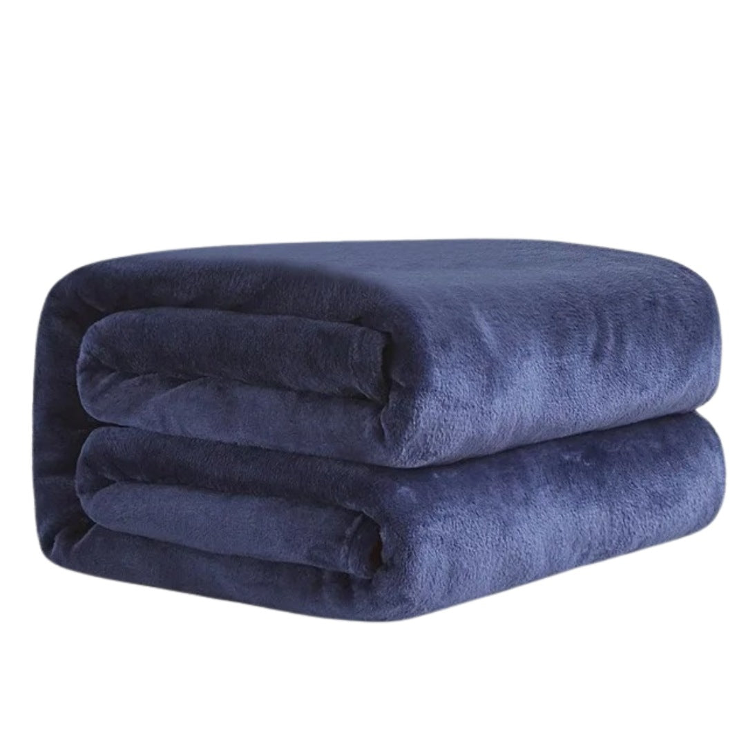 Lightweight fleece blanket of 150 x 200 cm, folded - navy