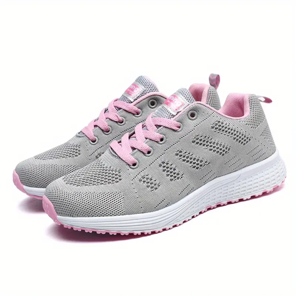 Women's lightweight knit trainers with a white foam sole