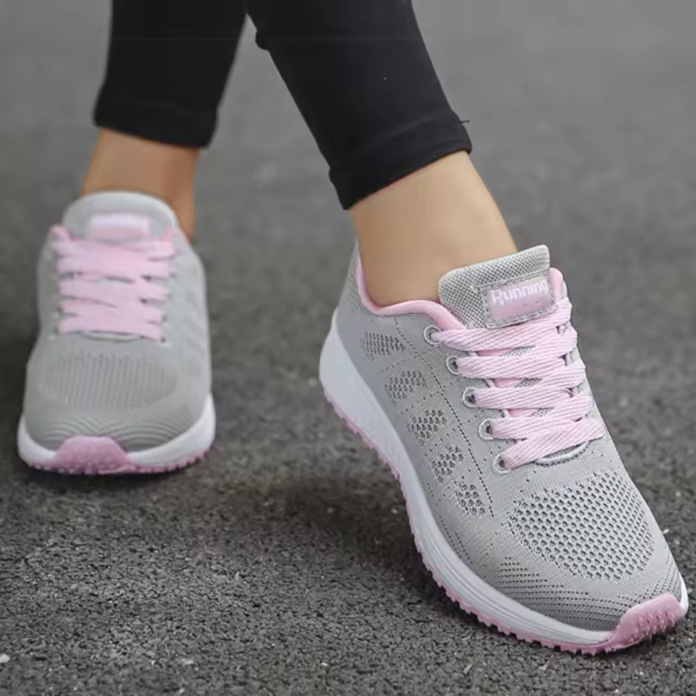 Women's lightweight knit trainers with a white foam sole