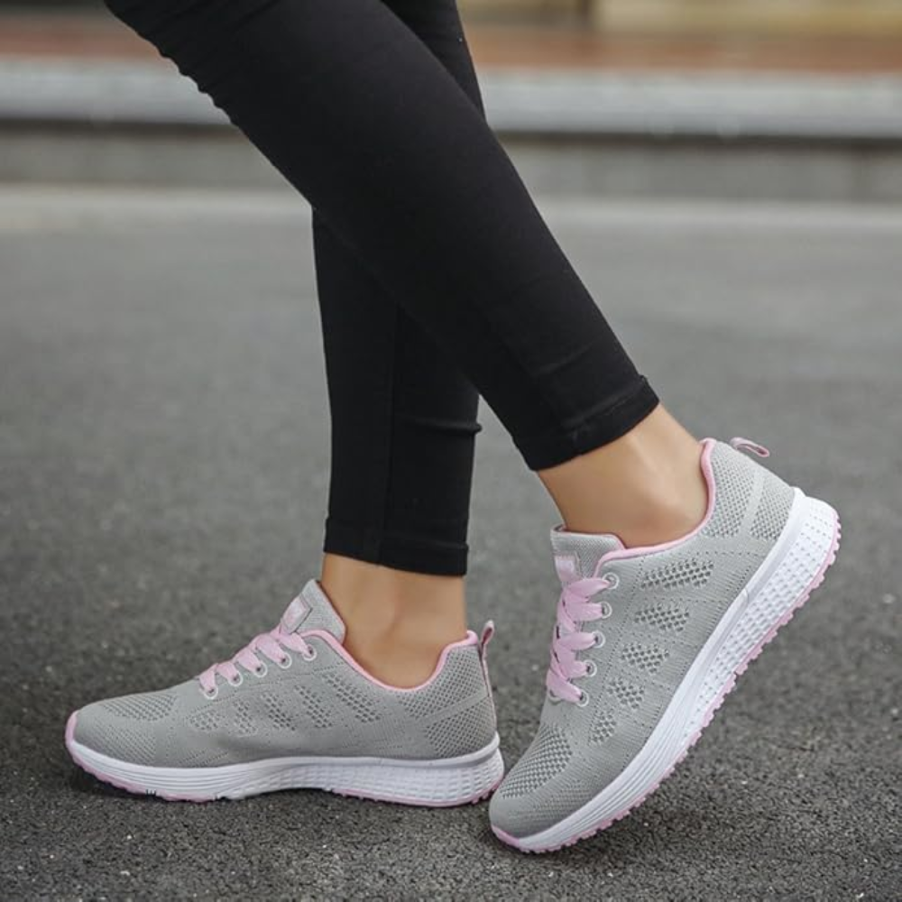 Women's lightweight knit trainers with a white foam sole