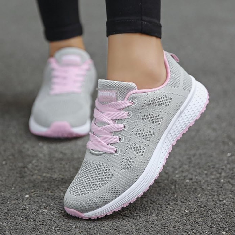 Women's lightweight knit trainers with a white foam sole