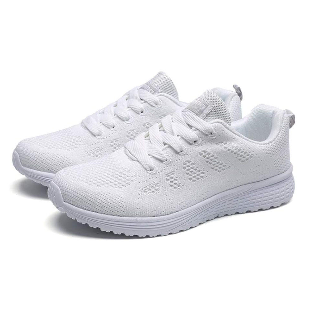 Women's lightweight knit trainers with a white foam sole