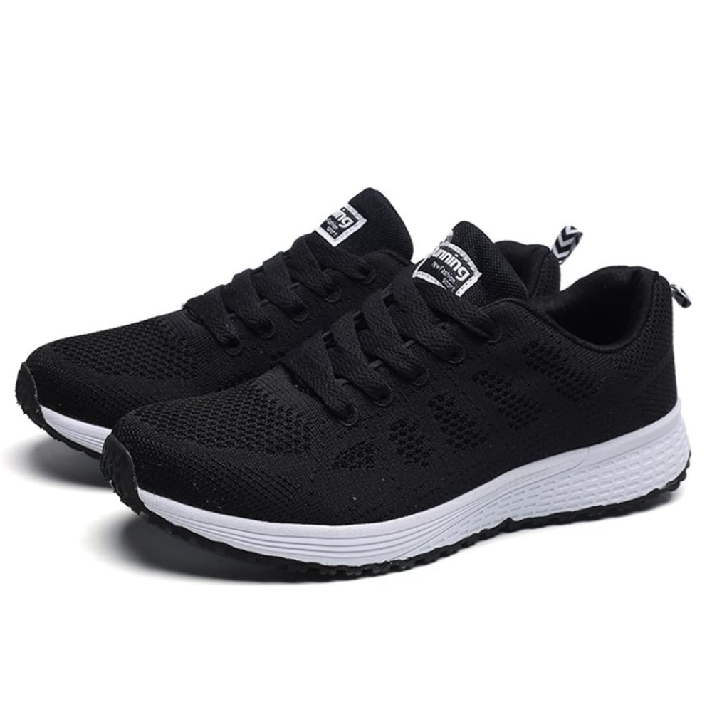Women's lightweight knit trainers with a white foam sole