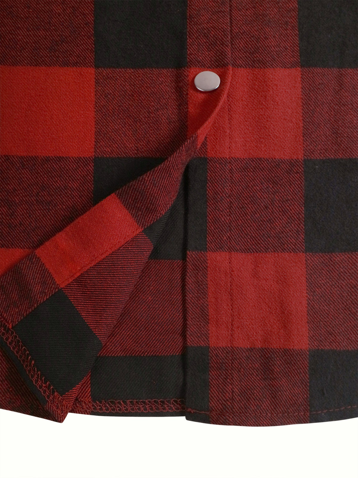 Longline check shirt for women in a large buffalo check with button front and curved hem