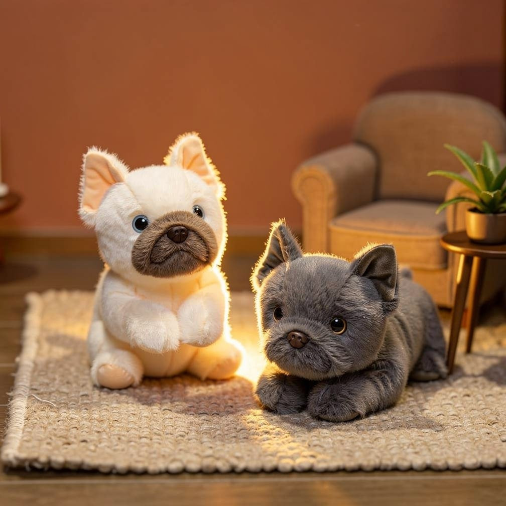 Lying bulldog soft toy of 30 cm