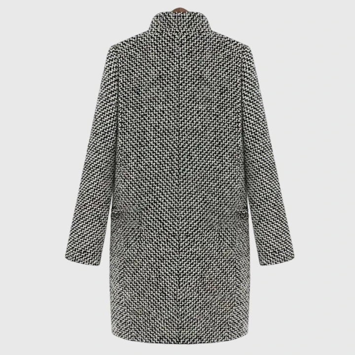 Women's marled coat with lapels and a quilted lining - grey marl