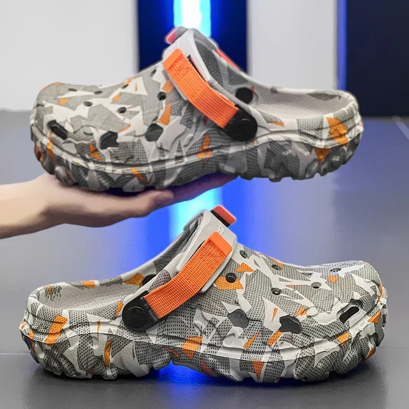 EVA clogs with a camo print, vent holes and adjustable heel strap - view 3