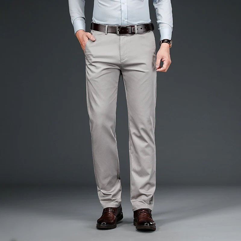 Men's classic fit chino trousers with belt loops and buttoned welt pockets - view 4