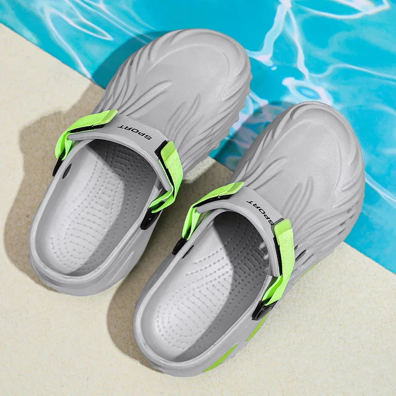 Men's EVA clogs with closed toe, side vents, thick sole and hook-and-loop heel strap - view 3
