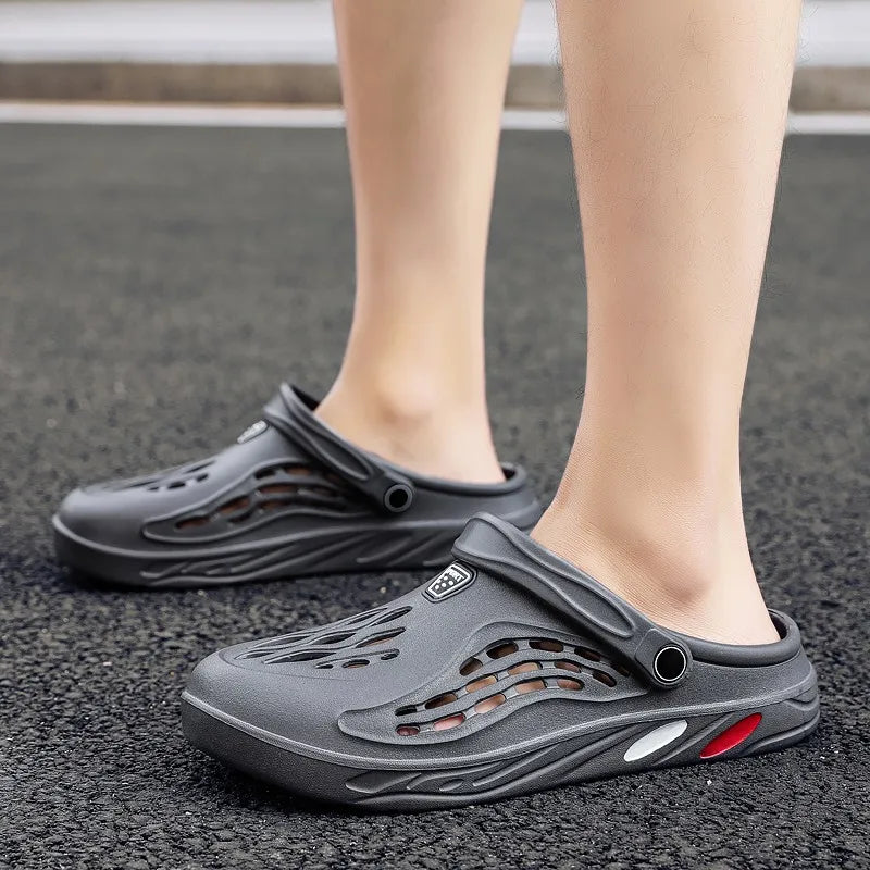 Men's EVA clogs with flame-shaped cut-outs in the toe and pivoting heel strap - view 2