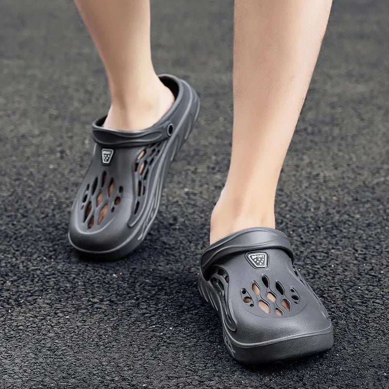 Men's EVA clogs with flame-shaped cut-outs in the toe and pivoting heel strap - view 3